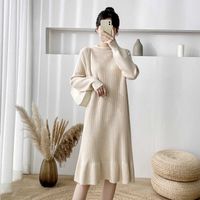 Wholesale Maternity Dresses Pregnant Women s Drs Autumn and Winter Fashion Trendy M Knitted Sweater Skirt Medium Long Net Red Suit