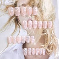 Wholesale Nail Gel Human Face Printed Patch Round Head Glue Type Flesh Pink Removable Short Paragraph Manicure False