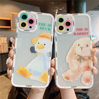 Wholesale For iPhone Pro Max Cell Phone Cases Mini X XS XR p Case Protective Cover Silicone Transparent Case Doll Duck Rabbit Soft Shell Precise Hole Position Fashion