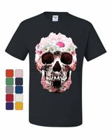 Wholesale Sugar Daisy Skull T Shirt Day of the Dead Mexico Flower Calavera Tee Shirt