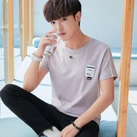 Wholesale Men s T Shirts Short Sleeve T shirt Ice Han Edition Tide Silk Cotton Round Collar Male Jacket Half Clothes In Summer