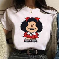 Wholesale Female Funny Mafalda Print Women Harajuku Comic Ulzzang Cartoon Kawaii Casual Korean Style Blouse Top Shirt Clothing Streetwear