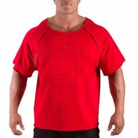 Wholesale Men s T Shirts Cotton Casual T Shirts Fitness Men Bodybuilding Shirt Batwing Sleeve Rag Gym Wear Muscle Running T shirt Round Neck