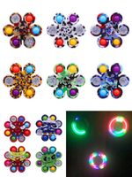 Wholesale LED Luminous Tie dye graffiti gyro Push Simple Dimple Toys Plus Sides Finger Play Game Anti Stress Spinner Colorful rotating
