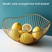 Wholesale Storage Baskets Nordic Style Metal Fruit Vegetable Basket Kitchen Wire Decorative Display Bowl Rack Dining Table Decoration