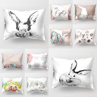 Wholesale Pillow Case Easter Pattern Single sided Pillowcase Cushion Decorative Pillows Home Decoration Fresh Animals In Flower Printed