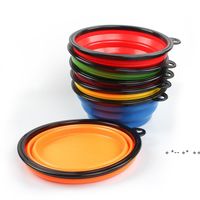 Wholesale Pet Bowl Silicone Dow Bowl Candy Color Outdoor Travel Portable Puppy Food Container Feeder Dish RRE11910