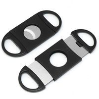 Wholesale Pocket Black Plastic Stainless Steel Cigar Cutter Knife Scissors Clippers Guillotine Double Blades Cigarette Smoking Tool Accessories