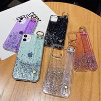 Wholesale Glitter Wrist Phone Cases for iPhone Pro XR Xs MAX Soft Shiny Band Stand Purple Case i7 Plus Colorful Cover