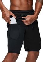 Wholesale 2021 Men Running Shorts Gym Compression Phone Pocket Wear Under Base Layer Short Pants Athletic Solid Tights