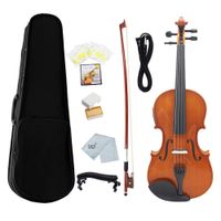 Wholesale 4 Full Size EQ Electric Violin Kit solid wood Face Board with Violin Bow Case Shoulder Rest Cable Rosin Strings Clean Cloth