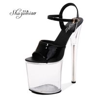 Wholesale Sandals Shuzumiao Sandalias Mujer Femmes Sandales Sexy cm High Heels Patent Leather Crystal Stripper Platform Women Shoes