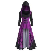 Wholesale Casual Dresses Fashion Womens Halloween Long Sleeve Hooded Cloak Poncho Bat Printed Medieval Costume Plus Size Capes Party Club Dress g3