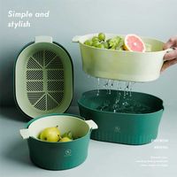 Wholesale Kitchen Drain Box Basket Bowl Rice Washing Vegetable Fruit Sieve Colander Plastic Double Layer Drainer Sink Strainer