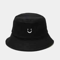 Wholesale 2021 Spring Summer new style Smile face embroidery Bucket Hat Fisherman Hat outdoor travel hat Sun Cap Hats for Men and Women