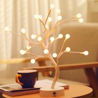 Wholesale Night Lights LED White Round Ball Tree Branch Light Decorative Table Lamp Touch Battery And USB Operated Home Decor