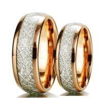 Wholesale Junerain Rose Gold Meteorite His Hers Promised Rings Set mm Durable Tungsten Band for Male mm Natural Anillos for Female