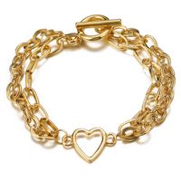 Wholesale 2021 Luxury Gold Cuban Link Chain Bracelet Punk Style Pearl Metal Portrait Coin Heart Locket Bracelets For Women