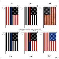 Wholesale Banner Festive Supplies Home Garden30 Cm American Police Country Flags Party Decoration Blue Line Usa Black White Red Stripe Garden Flag