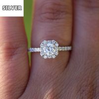 Wholesale 14K White Gold Round Moissanite Engagement Halo Ring With Small White Round Lab Diamond Wedding For Women Diamond Rings