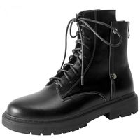 Wholesale Boots Women s Winter British Style Thick Heel And Velvet Joker Handsome Black Online Celebrity Flat