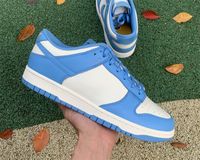 Wholesale Top quality Duck low North Carolina running shoes University Blue Coast Chunky Men s women s White Skateboarding UNC outdoors fallow sports sneakers with box