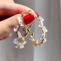 Wholesale Hoop Huggie Trendy Exquisite k Real Gold Crystal Circle Earrings For Women High Quality Jewelry Bling Zirconia S925 Silver Needle