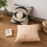 Wholesale Cushion Decorative Pillow Pink Navy Eyes Cotton Embroidery Cover Abstract Cushion Home Decor Decorative PillowCase Sham cm