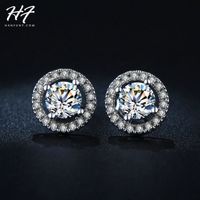Wholesale Classic Sliver Color Hearts Arrows cut carat Cubic Zirconia Stud Earring Wedding Earrings for Women E836