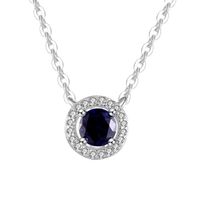 Wholesale Exquisite Jewelry Ladies Necklace Sapphire Pendant Sterling Silver