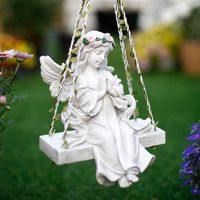 swing for garden 2022 - Garden Decorations Statues&Sculptures Mythical Fairy Resin Statue Swing Angel Sculpture Decor Outdoor Indoor Art Decoration Crafts