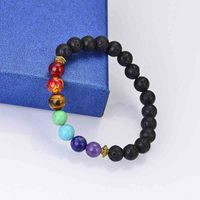 Wholesale Free Sample Handmade Yoga inspirational bracelet Natural Lava Stone sential oil diffuser Chakra Bead Bracelet