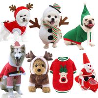 Wholesale Santa Claus Elk Snowman Pet Jacket Sweater Clothes Dog Hoodie S XXL Autumn And Winter Pet Warm Clothes Cat And Dog Jacket