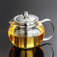 Wholesale 1SET NEW Heat Resistant Glass Tea Pot Flower Tea Set Puer kettle Coffee Teapot With Infuser PC ML teapot Cup S2