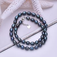Wholesale New arrival Natural Ellipse Black Freshwater Cultured Pearls Choker Necklace for Women s Vintage Pearl Jewelry FEIGE