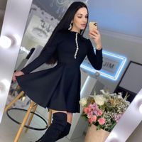 Wholesale Casual Dresses Women s Dress Black White Red Long Sleeves Two Wear Ball Gown Celebrity Cocktail Party Bandage