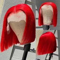 Wholesale Lace Wigs Red Bob Part Human Hair Highlight Front For Women x1 Middle Wig Bleached Knots