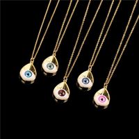 Wholesale Devil s Eye Short Necklace Women s Net Red Trendsetter Copper Plated Gold Pendant Color Preserving Clavicle Chain Simple Jewelry Fashion