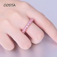 Discount pink diamond heart ring Cluster Rings COSYA Pink Heart Temperament Sweet Shinning High Carbon Diamond Engagement 100% 925 Sterling Silver Fine Jewelry Wholesale