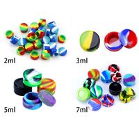 Wholesale Colorful Round Silicone Wax Dab Containers ml ml ml ml Non Stick Wax Oil Multi Use Storage Jars Daber Straw Concentrate Box