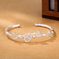 Wholesale Creative Fashion Sterling Silver Jewelry Exquisite Cherry Flower Blossom Branches Allergy Opening Bracelets Bangles Bangle