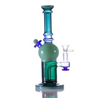 Wholesale Hookah green bong straight stype with ball part inline perc water pipes mm female joint inch tall