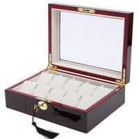 Wholesale Watch Boxes Cases Slots Wooden Box Storage With Key Open Window Paint Spray W129 Professional Dropping