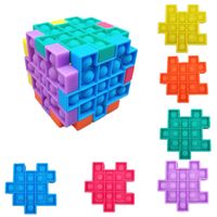 Wholesale Building Blocks Push Bubble Toys Anti Stress Puzzle Fidget Toy Magic Cube Sensory Silicone Kids Rubik s Cubes Squeezy Squeeze Desk D002