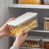 Wholesale Freezer Food Storage Boxes Plastic Fridge Storage Tray Rake Pantry Ktichen Organizer Container Bins Space saving Accessories