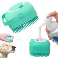 Wholesale Pet Dog Cat Massage Brush Beauty Shampoo Dispenser Comb Hair Brush Bath Short Hair Soft Silicone Brush Cleaning Beauty Tool with box