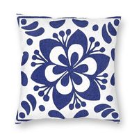 Wholesale Cushion Decorative Pillow Mexican Flower Tile Pattern Cushion Cover Velvet Abstract Floral Texture For Sofa Car Square Pillowcase Living Roo