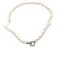 Wholesale Exquisite Fresh Water Pearl Bead Setting Round Shape Elegant Classic Women Beaded Wedding White Gold Plated Necklaces