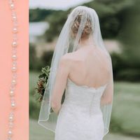 Discount short bridal veils crystals Bridal Veils TOPQUEEN V34 Wedding Crystal Beaded Bead Edge Short Veil With Comb Soft Single Tier Pearl VEU