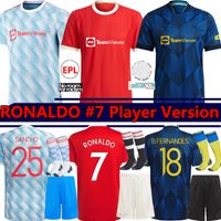 Wholesale RONALDO Fans Player version man soccer jerseys SANCHO VARANE UTD RASHFORD POGBA JAMES football shirt Men Kids Kits sock Full set uniforms